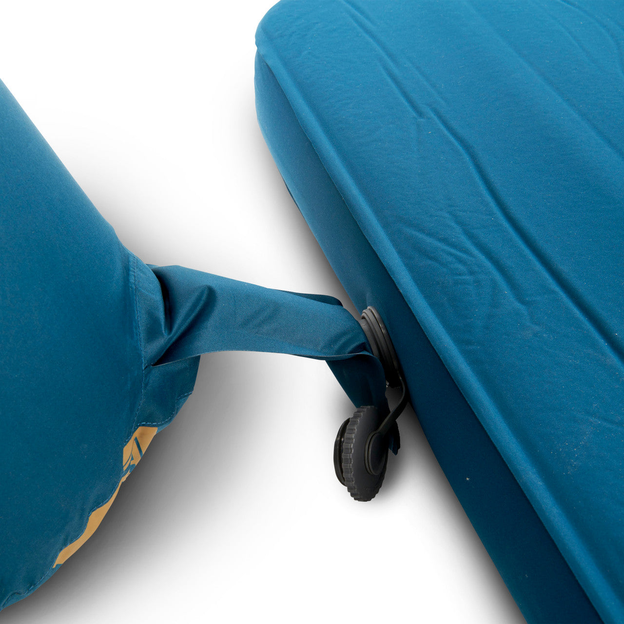 Close up of Kelty Waypoint Si Sleeping Pad, showing inflation bag inserted into valve