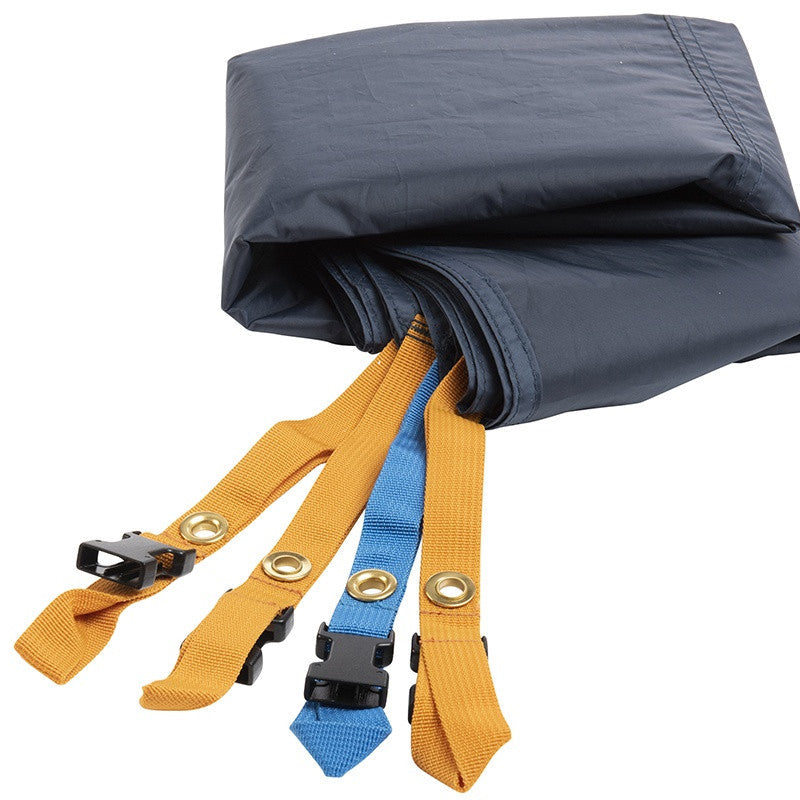 Kelty Tallboy 4 Footprint, gray, with orange and blue attachment points