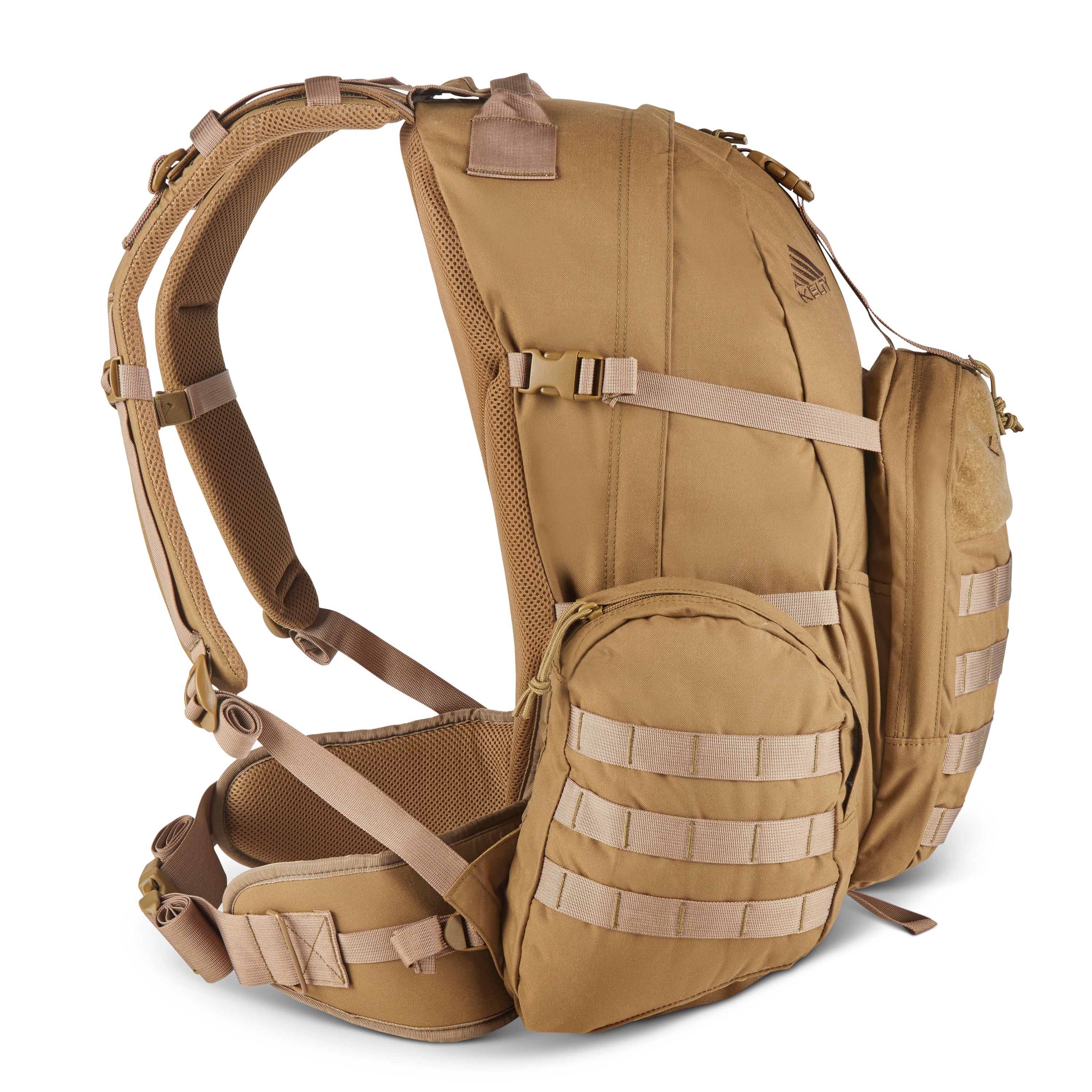 kelty army backpack Strike 2300 USA Coyote Brown profile hood Kelty Coyote 65 (Closeout) |