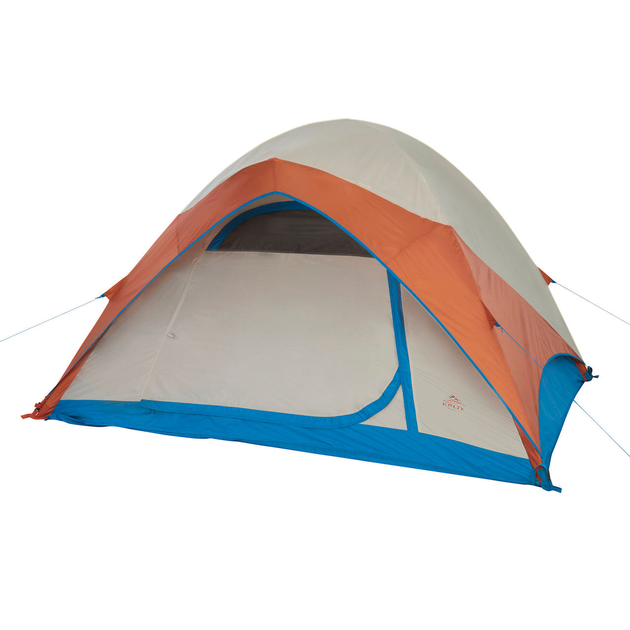 Kelty Ballarat 4 tent, front view, fly attached, door closed