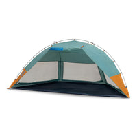 Cabana shelter, front view, green, open