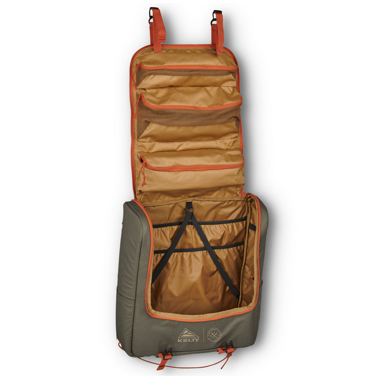 Kelty Camp Galley Deluxe, front view, opened, with pockets empty