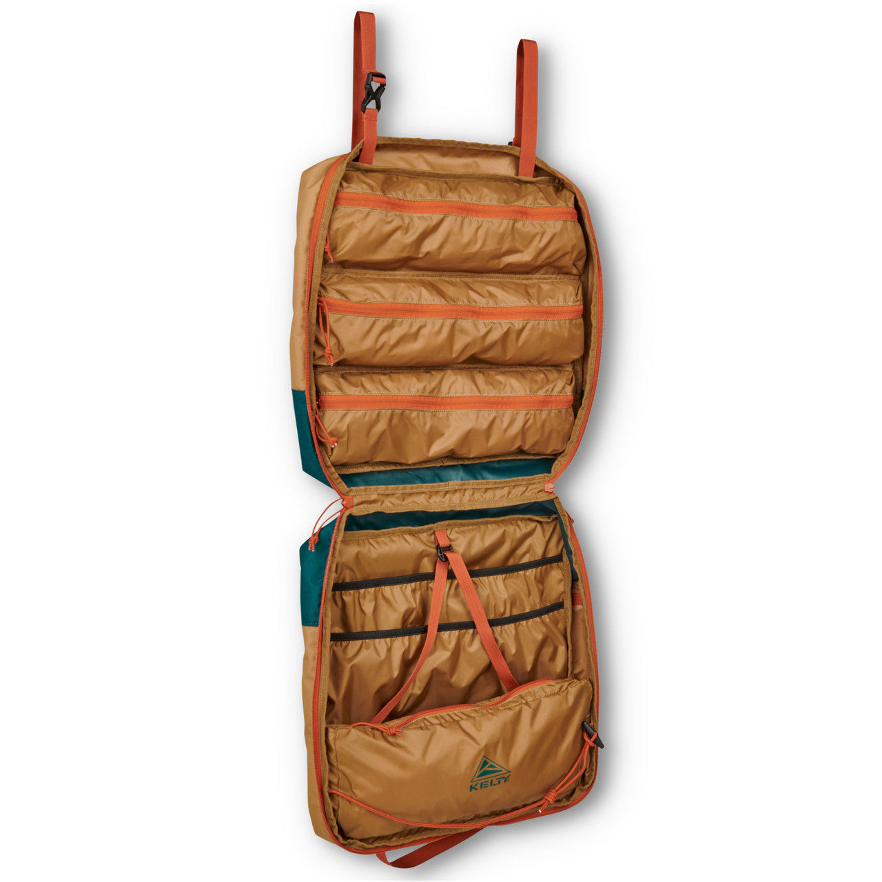 Kelty Camp Galley, front view, unzipped, with pockets empty
