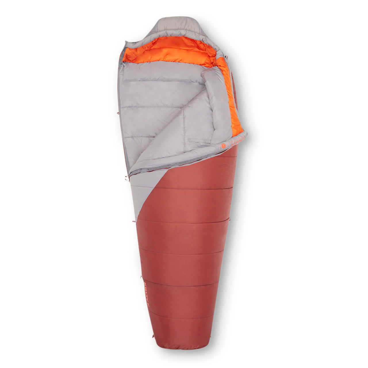 Kelty Cosmic Synthetic 0, gray/red, shown partially unzipped