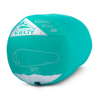 Kelty Women's Cosmic Ultra 20 sleeping bag packed in green stuff sack