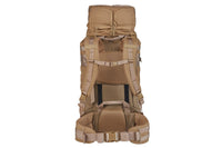Kelty Falcon 4000 backpack, Canyon Brown, rear view showing padded shoulder straps and waistbelt