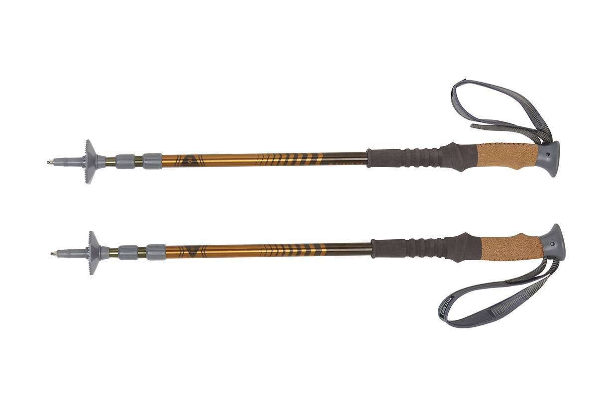 Kelty Range 2.0 trekking poles, gold, set of two, shown fully collapsed