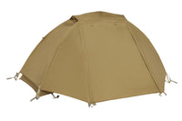 Kelty 2 Man Field Tent Coyote Brown with rain fly attached and closed