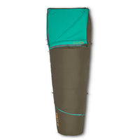 Kelty Rambler 50 Sleeping Bag, Peat, shown partially unzipped