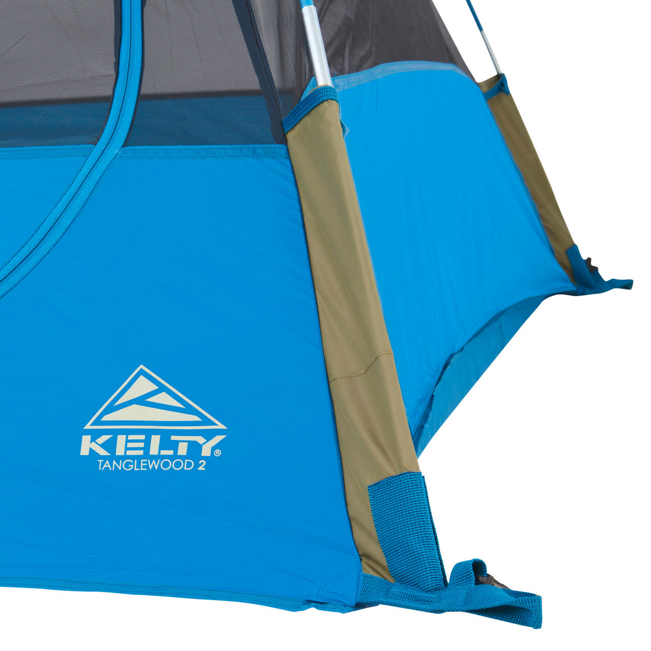 Close up of Kelty Tanglewood 2 tent, showing tent corner