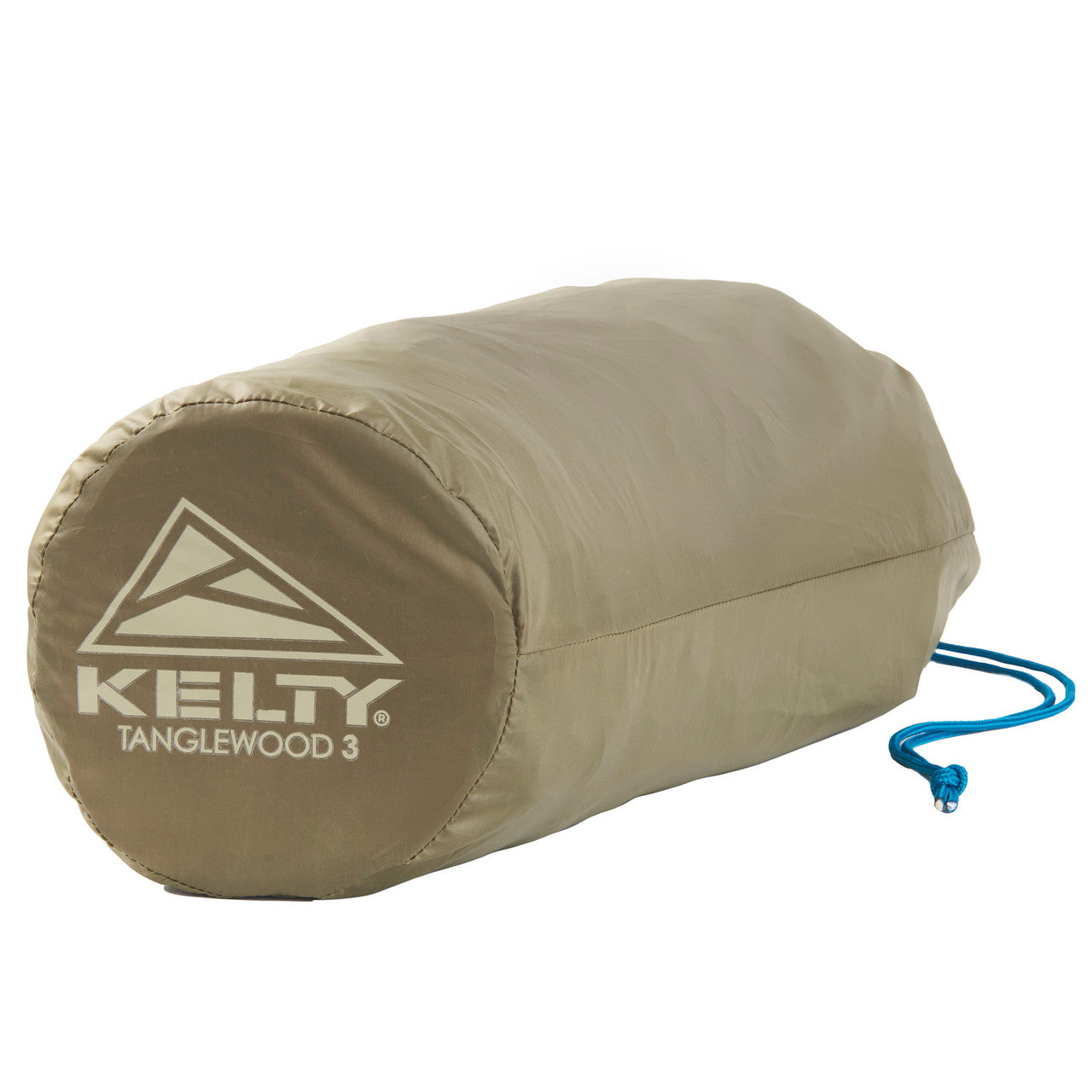 Close up of Kelty Tanglewood 3 tent, shown packed in storage bag