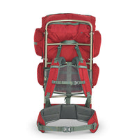 Kelty Trekker 65 external frame backpack, red, rear view