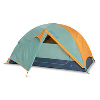 Kelty Wireless 2 tent, green, with fly attached and door open